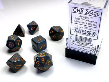 Opaque Polyhedral Dark Grey/copper 7-Die Set Dnd Dice Set (Online Only)