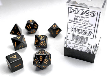 Opaque Polyhedral Black/gold 7-Die Set Dnd Dice Set (Online Only)