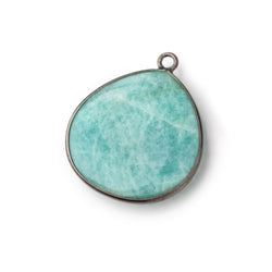 25.5mm Black Gold .925 Bezel Amazonite Plain Heart Pendant 1 Focal Bead (ONLINE ORDER ONLY)