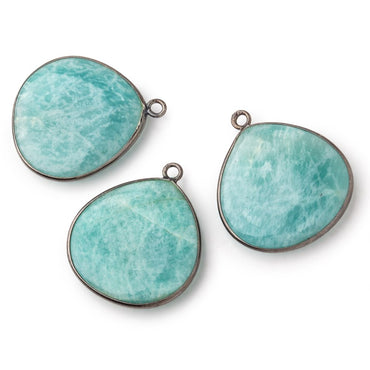 25.5mm Black Gold .925 Bezel Amazonite Plain Heart Pendant 1 Focal Bead (ONLINE ORDER ONLY)