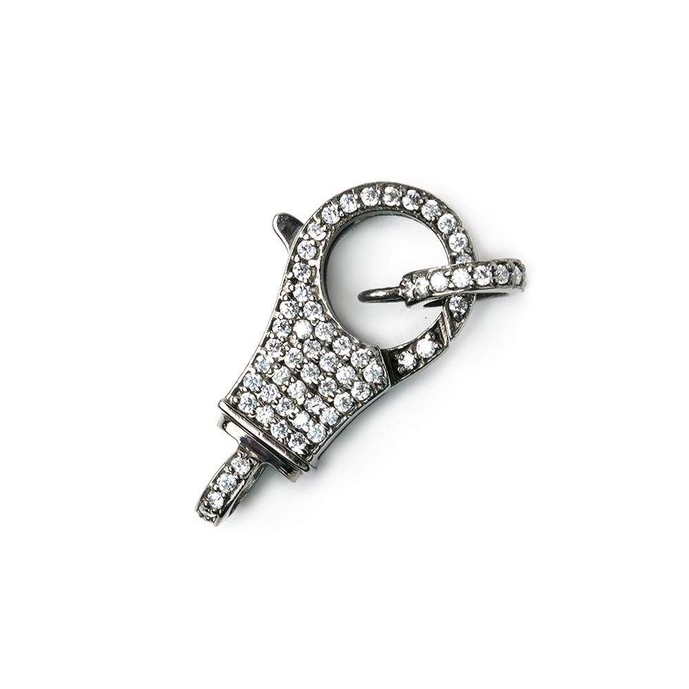 25.5x12mm Black Gold .925 Silver Pave CZ Lobster Clasp with CZ Ring 1 piece (ONLINE ORDER ONLY)