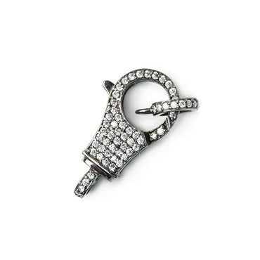 25.5x12mm Black Gold .925 Silver Pave CZ Lobster Clasp with CZ Ring 1 piece (ONLINE ORDER ONLY)