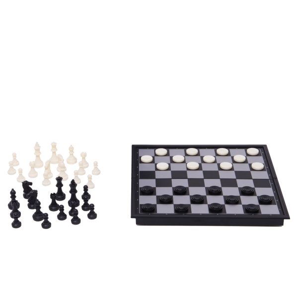 Travel Games: Rustik Foldable Magnetic Checkers/Chess  (Black/White) (ONLINE ORDER ONLY)