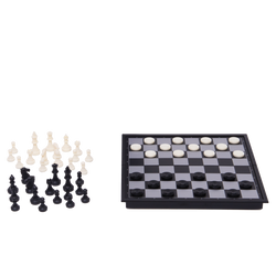 Travel Games: Rustik Foldable Magnetic Checkers/Chess  (Black/White) (ONLINE ORDER ONLY)