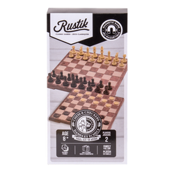 Travel Games: Rustik Foldable Magnetic Checkers/Chess  (Peachwood) (ONLINE ORDER ONLY)