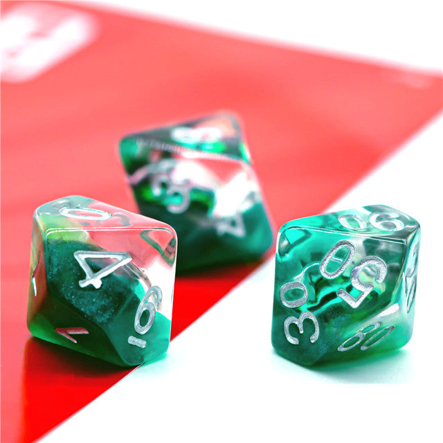 Green Demon Eye Dragon Eye Dice 7-Dice Set Resin Dungeons and Dragons Dice (Online Only)