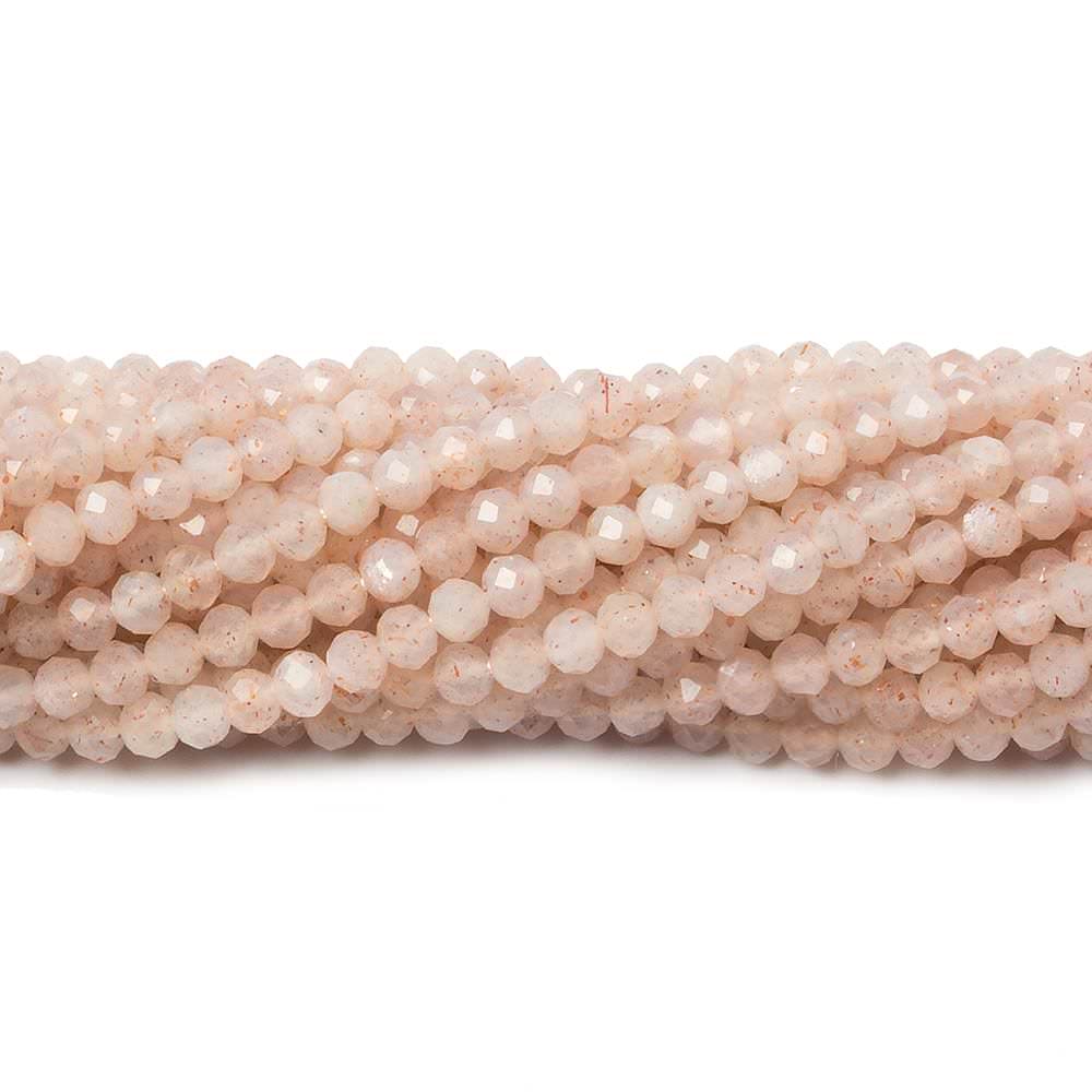 2.5mm Angel Skin Peach Moonstone Micro Faceted rondelles 13 inch 154 beads (ONLINE ORDER ONLY)