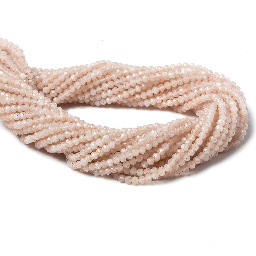 2.5mm Angel Skin Peach Moonstone Micro Faceted rondelles 13 inch 154 beads (ONLINE ORDER ONLY)