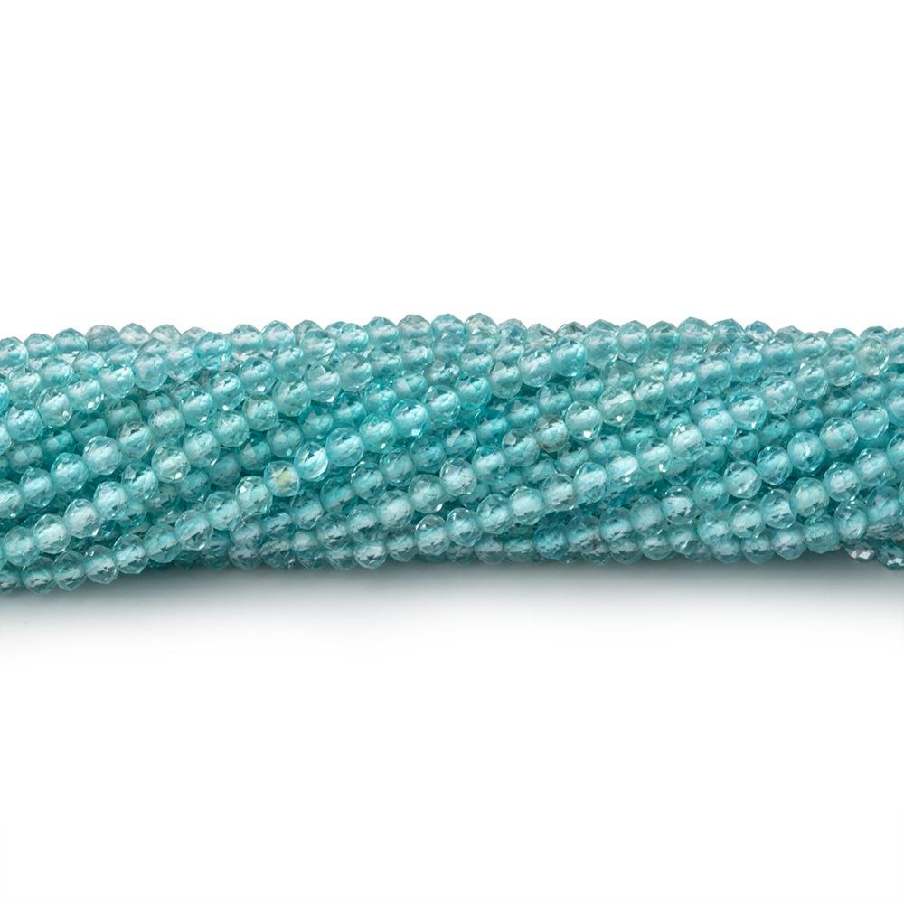 2.5mm Aqua Blue Apatite Micro Faceted Rondelle Beads 12.5 inch 157 pieces AA (ONLINE ORDER ONLY)