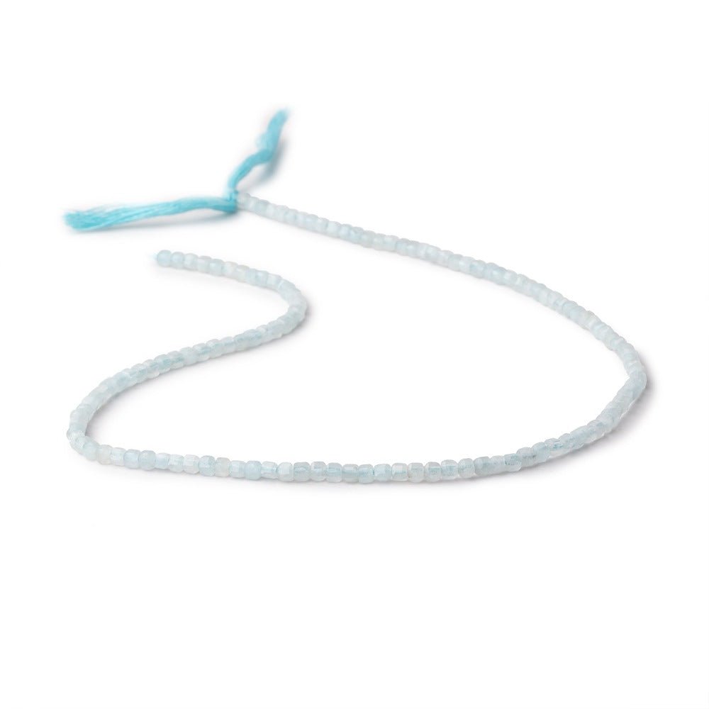 2.5mm Aquamarine Micro Faceted Cube Beads 12.5 inch 126 pieces (ONLINE ORDER ONLY)