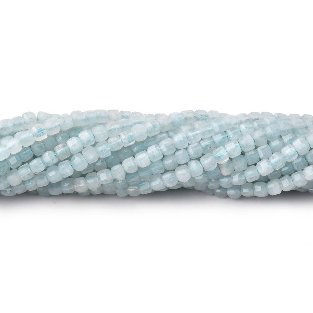 2.5mm Aquamarine Micro Faceted Cube Beads 12.5 inch 126 pieces (ONLINE ORDER ONLY)