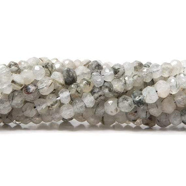 2.5mm Black Tourmalinated Quartz Faceted Rondelles 14 inch 179 beads (ONLINE ORDER ONLY)