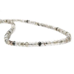 2.5mm Black Tourmalinated Quartz Faceted Rondelles 14 inch 179 beads (ONLINE ORDER ONLY)