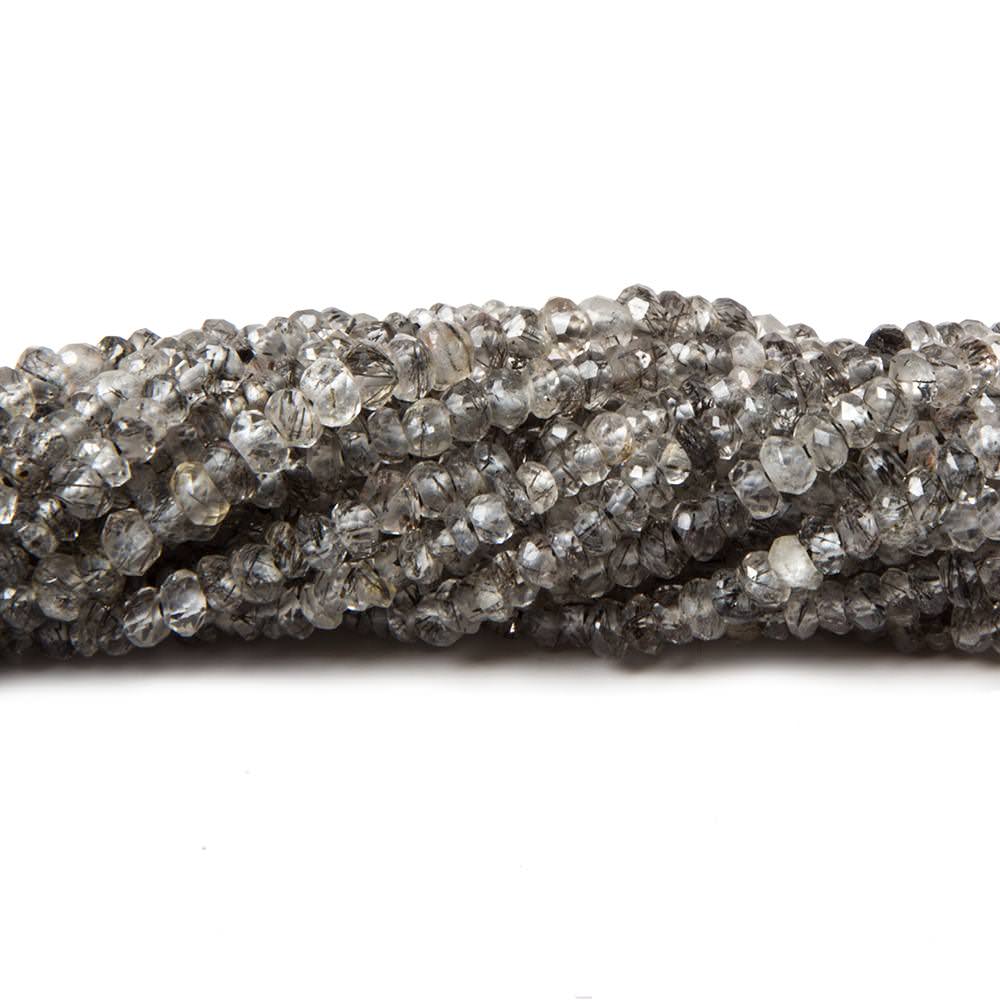 2.5mm Black Tourmalinated Quartz Hand faceted rondelles 14 inch 255 pieces (ONLINE ORDER ONLY)
