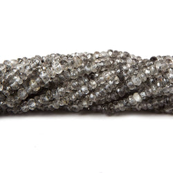 2.5mm Black Tourmalinated Quartz Hand faceted rondelles 14 inch 255 pieces (ONLINE ORDER ONLY)