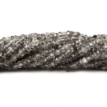 2.5mm Black Tourmalinated Quartz Hand faceted rondelles 14 inch 255 pieces (ONLINE ORDER ONLY)