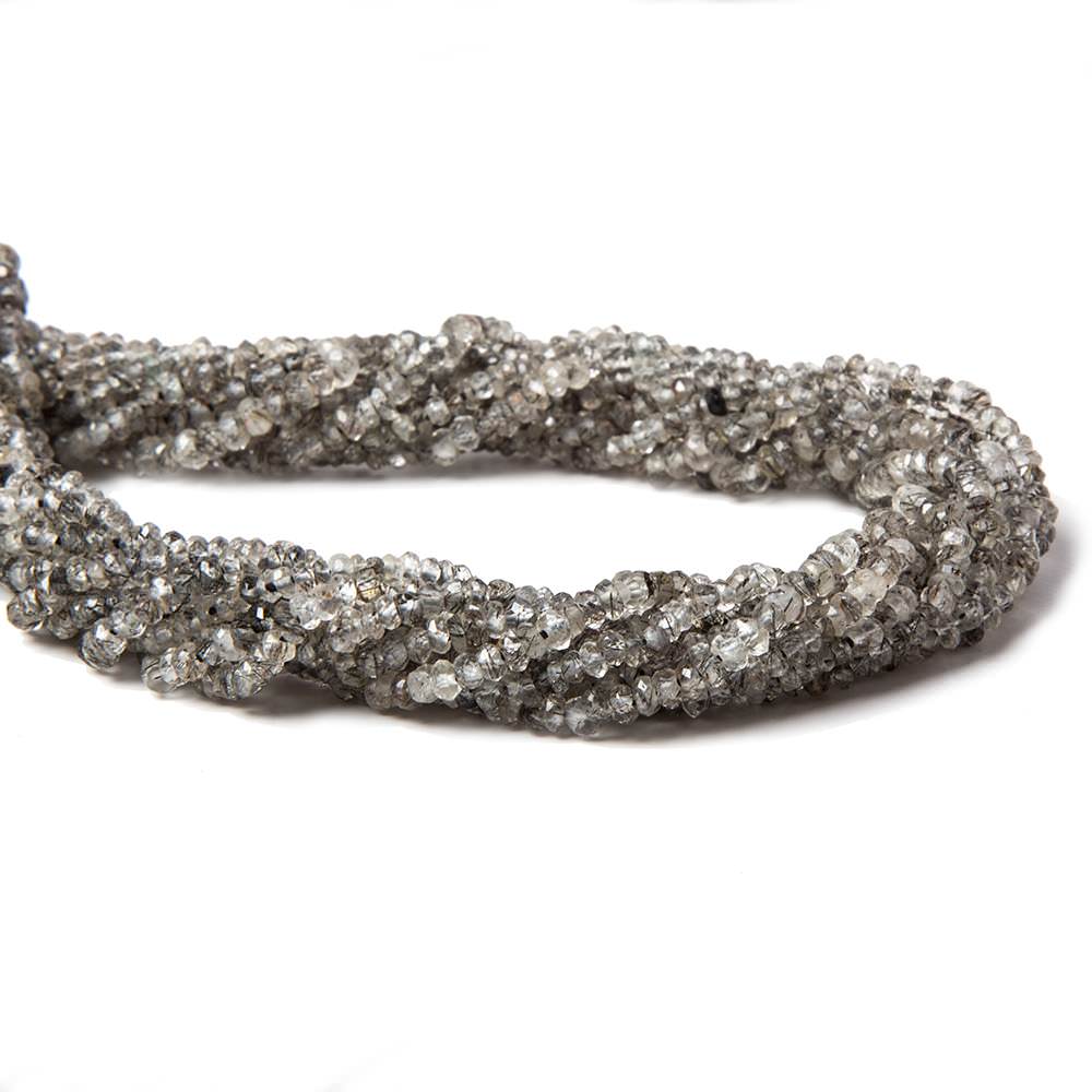 2.5mm Black Tourmalinated Quartz Hand faceted rondelles 14 inch 255 pieces (ONLINE ORDER ONLY)
