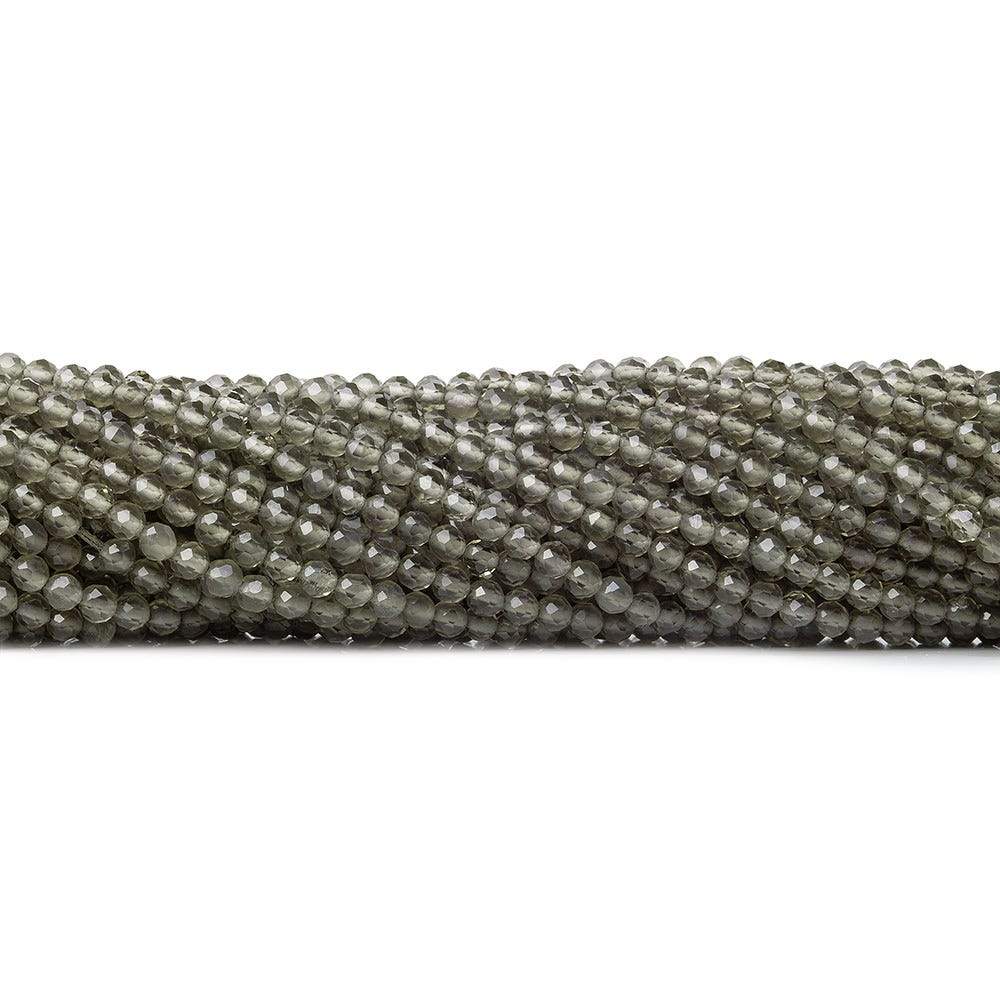 2.5mm Smoky Quartz micro faceted round beads 13 inch 135 pieces (ONLINE ORDER ONLY)