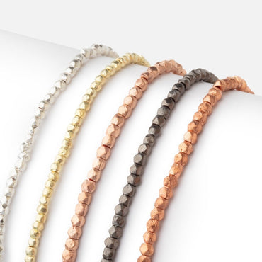 2.5mm Brushed Hand Cut Faceted Nugget Beads (ONLINE ORDER ONLY)