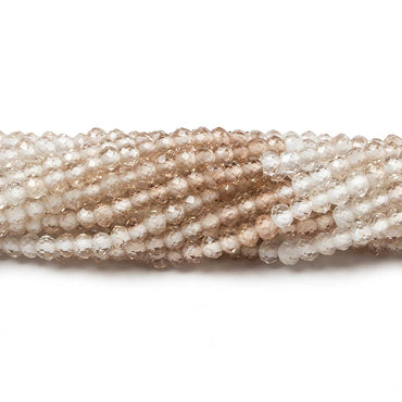 2.5mm Champagne & White Topaz Micro Faceted rondelles 13 inch 154 beads (ONLINE ORDER ONLY)