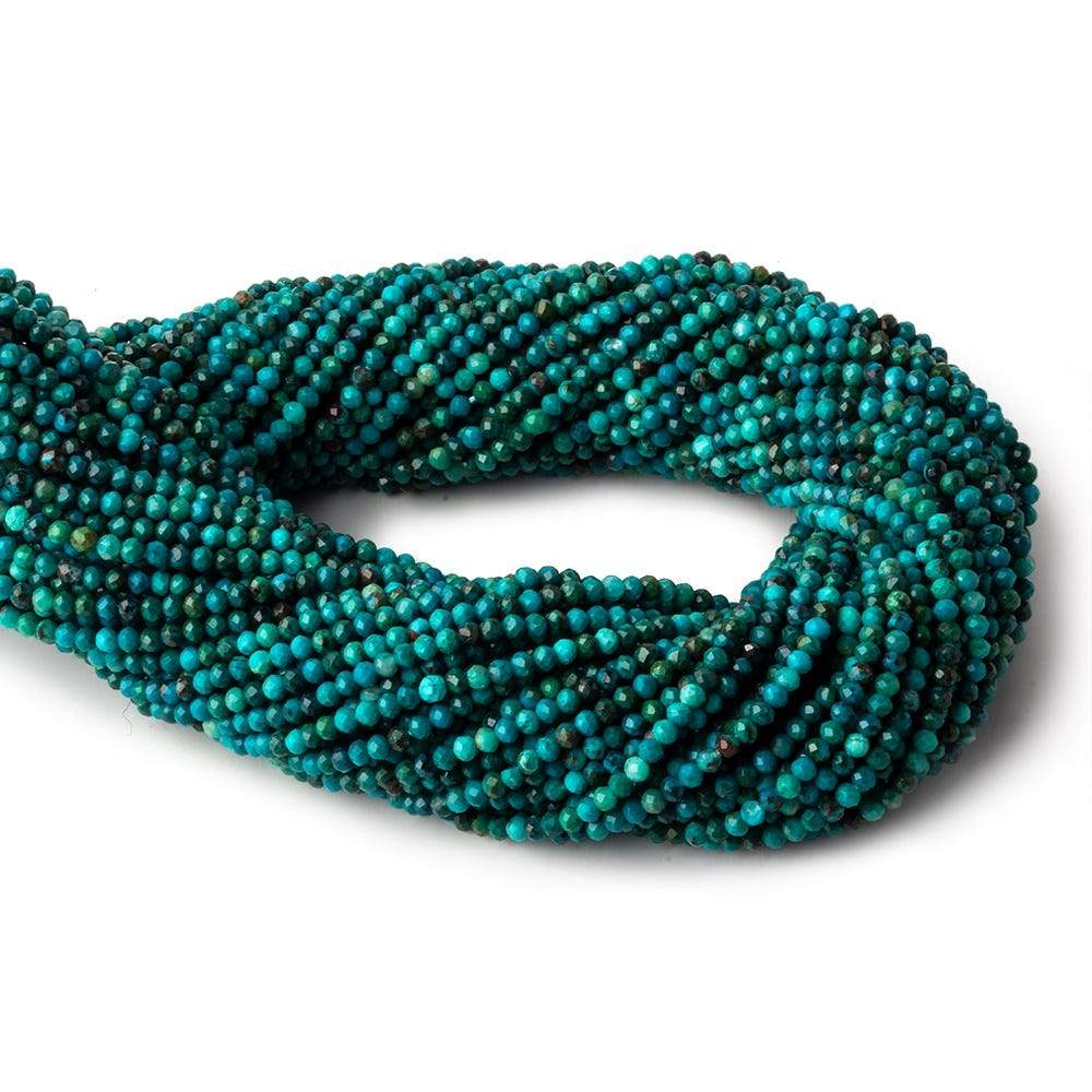 2.5mm Chrysocolla micro faceted round beads 12.5 inch 145 pieces (ONLINE ORDER ONLY)