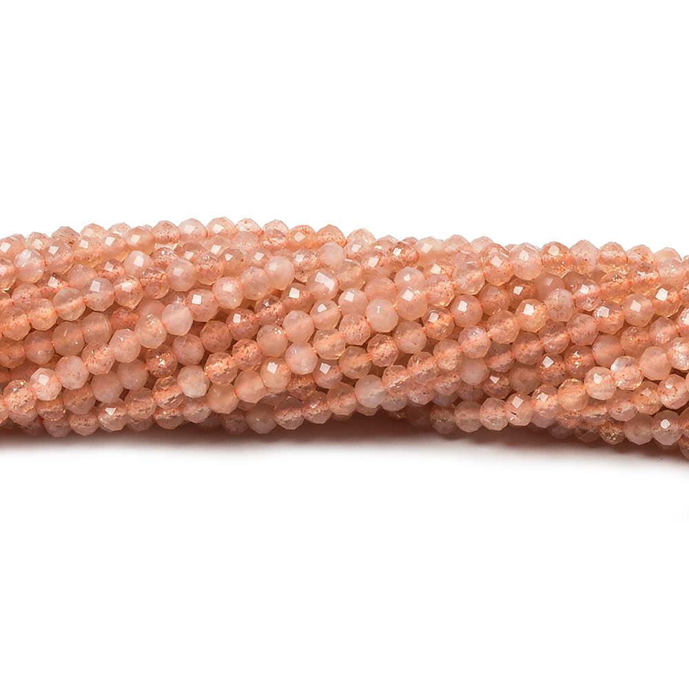 2.5mm Dark Peach Moonstone Micro Faceted rondelles 13 inch 154 beads (ONLINE ORDER ONLY)