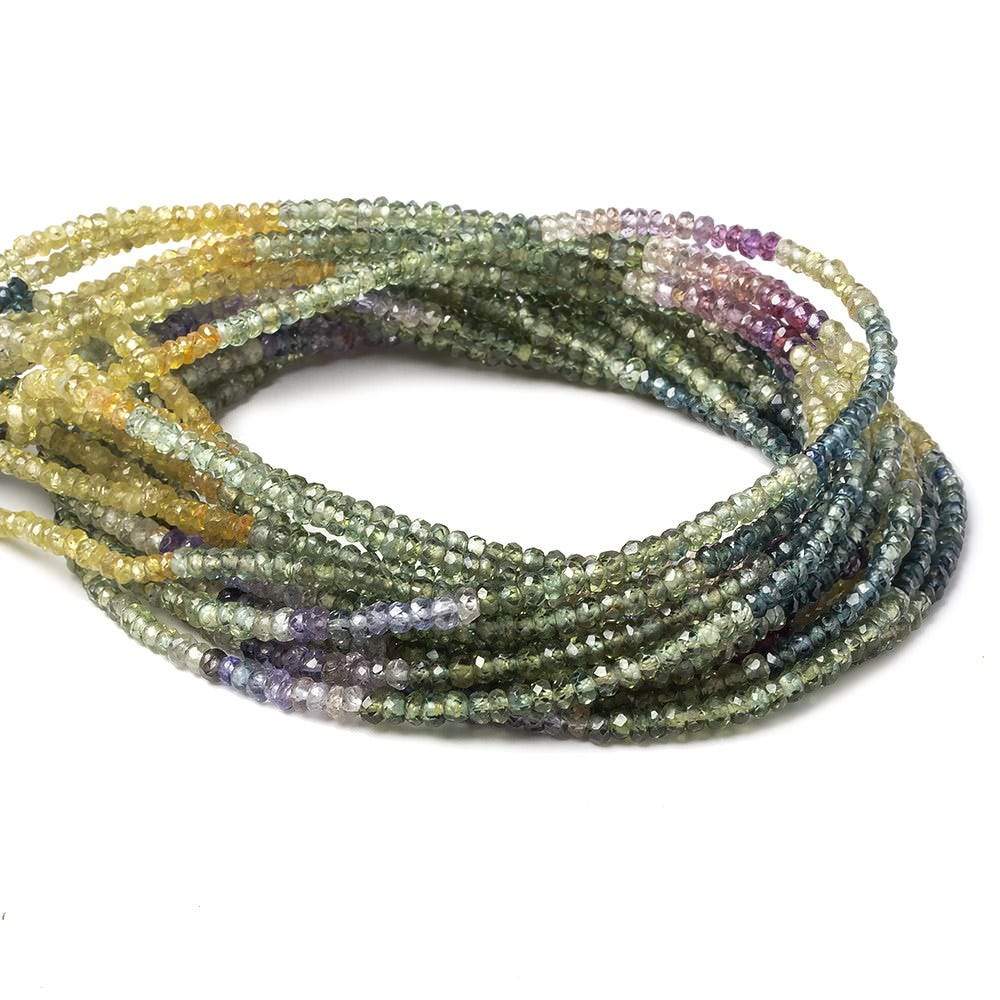 2.5mm Fancy Sapphire faceted rondelles 16 inch 258 beads AA Grade (ONLINE ORDER ONLY)