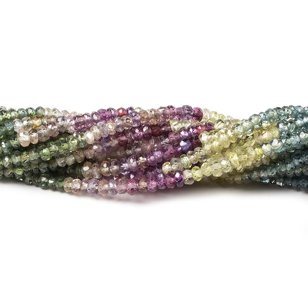 2.5mm Fancy Sapphire faceted rondelles 16 inch 258 beads AA Grade (ONLINE ORDER ONLY)