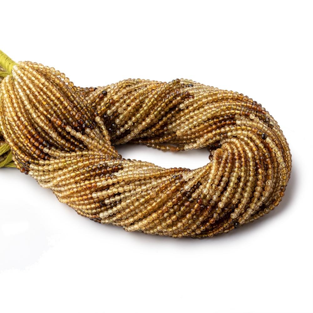 2.5mm Golden Multi Color Tourmaline Micro Faceted Rounds 12.5 inch 139 Beads AAA (ONLINE ORDER ONLY)