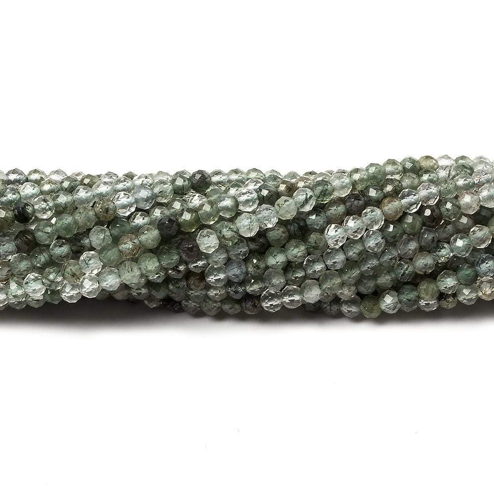 2.5mm Green Tourmalinated Quartz Micro faceted rondelles 13 inch 155 beads (ONLINE ORDER ONLY)