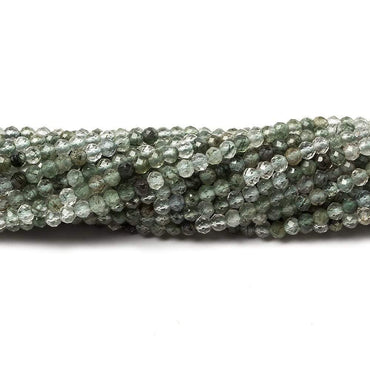 2.5mm Green Tourmalinated Quartz Micro faceted rondelles 13 inch 155 beads (ONLINE ORDER ONLY)