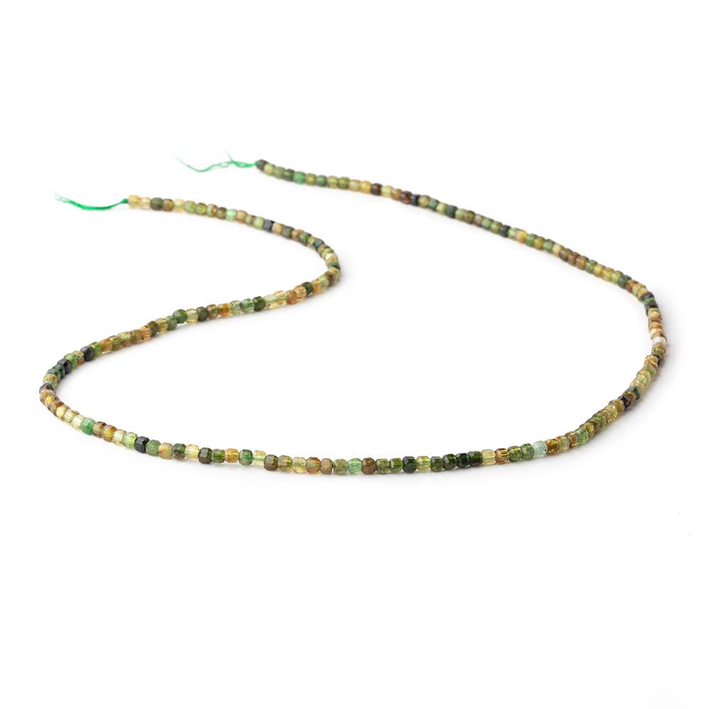2.5mm Green Tourmaline Micro Faceted Cube Beads 15.5 inch 180 pieces (ONLINE ORDER ONLY)