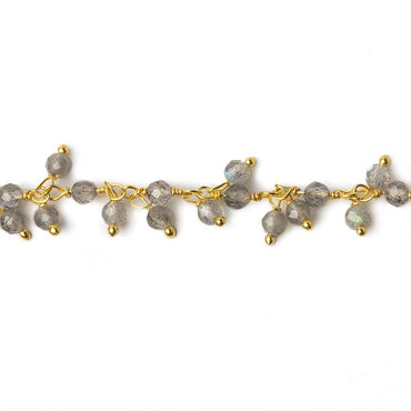 2.5mm Labradorite micro-faceted round Gold Dangling Chain by the foot (ONLINE ORDER ONLY)