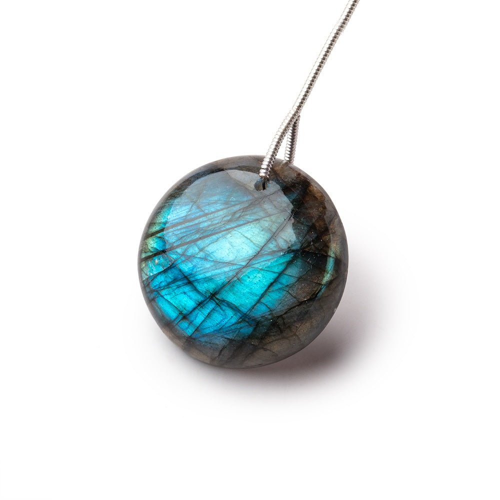 25mm Labradorite Plain Coin Pendant 1 AAA Focal (ONLINE ORDER ONLY)