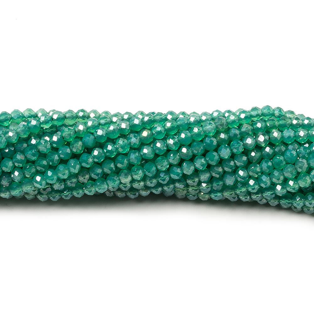 2.5mm Metallic Green Onyx Micro faceted rondelle beads 13 inch 150 pieces (ONLINE ORDER ONLY)