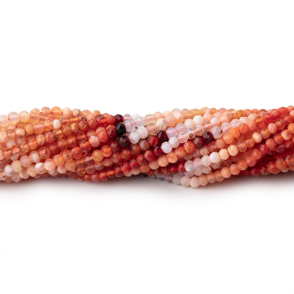 2.5mm Mexican Fire Opal Micro Faceted Rondelle Beads 12.5 inch 170 pieces AA (ONLINE ORDER ONLY)