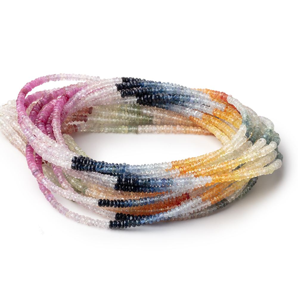 2.5mm Multi Color Fancy Sapphire Faceted Rondelle Beads 16 inch 368 pieces (ONLINE ORDER ONLY)