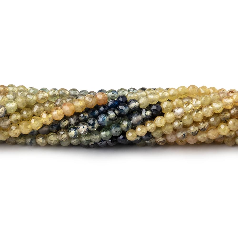 2.5mm Multi Color Fancy Sapphire Micro Faceted Rondelles 12.5 inch 142 beads AA (ONLINE ORDER ONLY)
