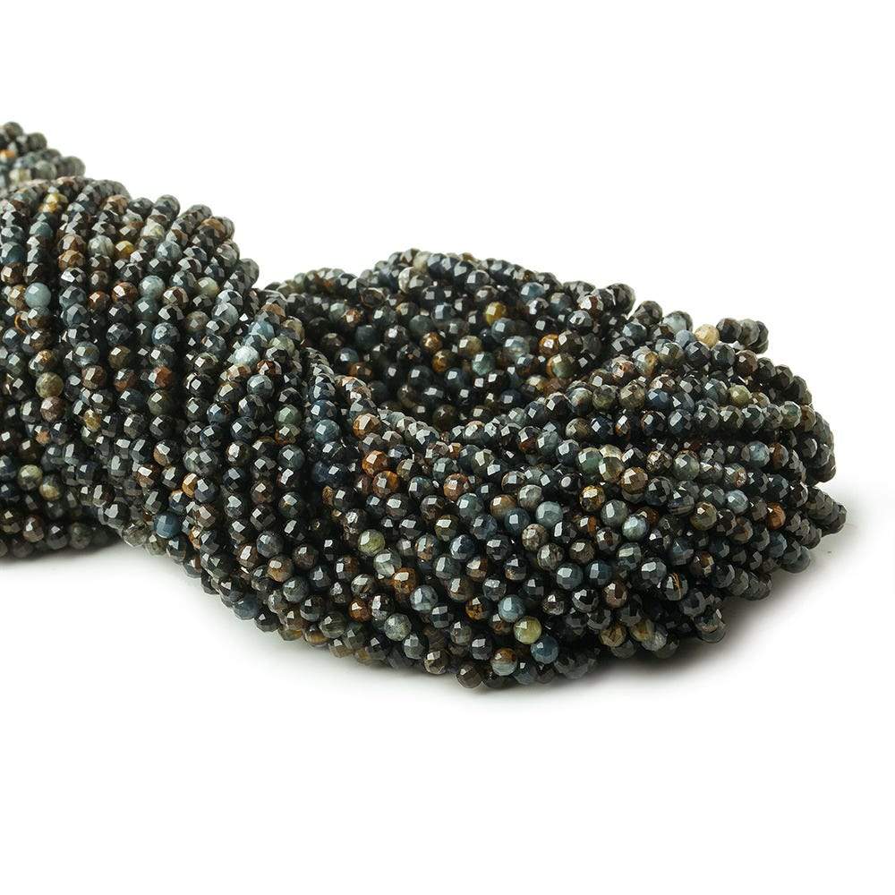 2.5mm Multi Color Tiger's Eye & Tiger Iron microfaceted round beads 13 inch 140 pieces (ONLINE ORDER ONLY)