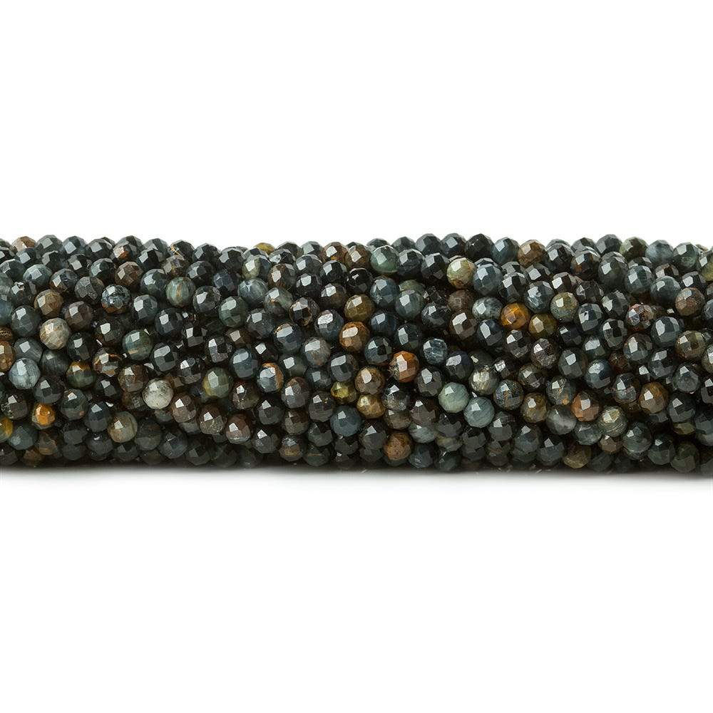 2.5mm Multi Color Tiger's Eye & Tiger Iron microfaceted round beads 13 inch 140 pieces (ONLINE ORDER ONLY)
