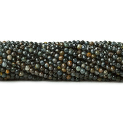 2.5mm Multi Color Tiger's Eye & Tiger Iron microfaceted round beads 13 inch 140 pieces (ONLINE ORDER ONLY)