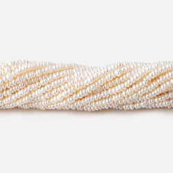 2.5mm Off White Center Drilled Button Freshwater Pearls 15.5 inch 305 pieces (ONLINE ORDER ONLY)