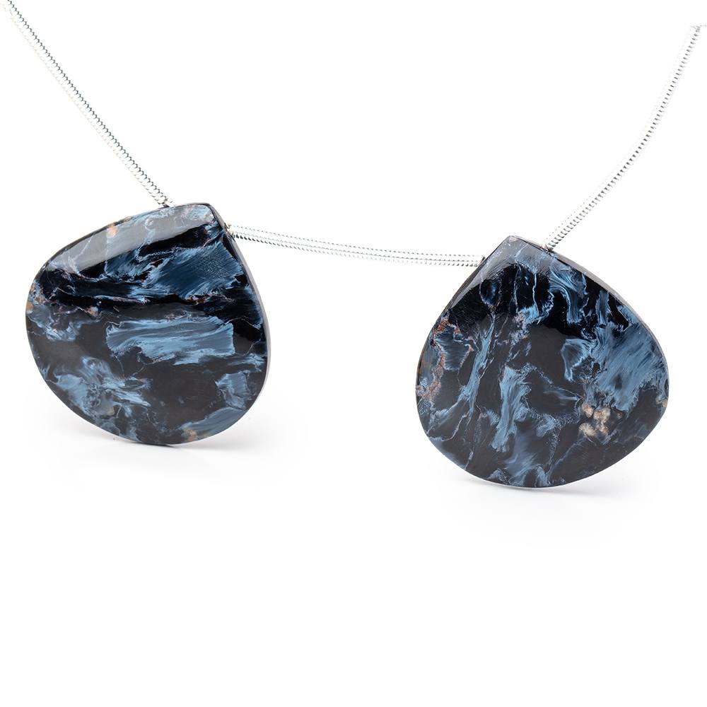 25mm Pietersite Plain Heart Focal Beads Set of 2 (ONLINE ORDER ONLY)