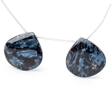 25mm Pietersite Plain Heart Focal Beads Set of 2 (ONLINE ORDER ONLY)