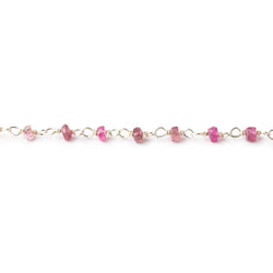 2.5mm Pink Tourmaline Faceted Rondelles on .925 Silver Chain by the Foot (ONLINE ORDER ONLY)
