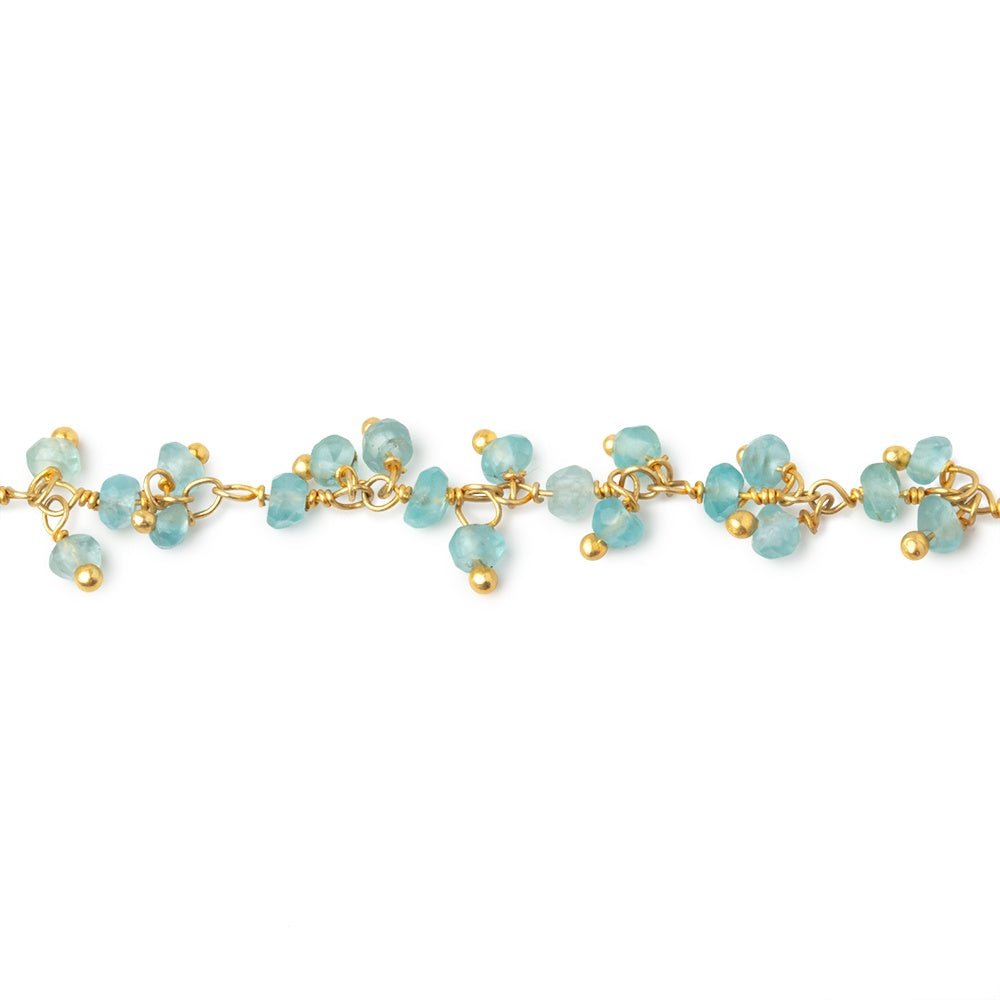 2.5mm Pool Blue Apatite Faceted Rondelles on Gold Plated Dangling Chain (ONLINE ORDER ONLY)