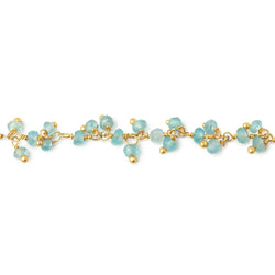 2.5mm Pool Blue Apatite Faceted Rondelles on Gold Plated Dangling Chain (ONLINE ORDER ONLY)