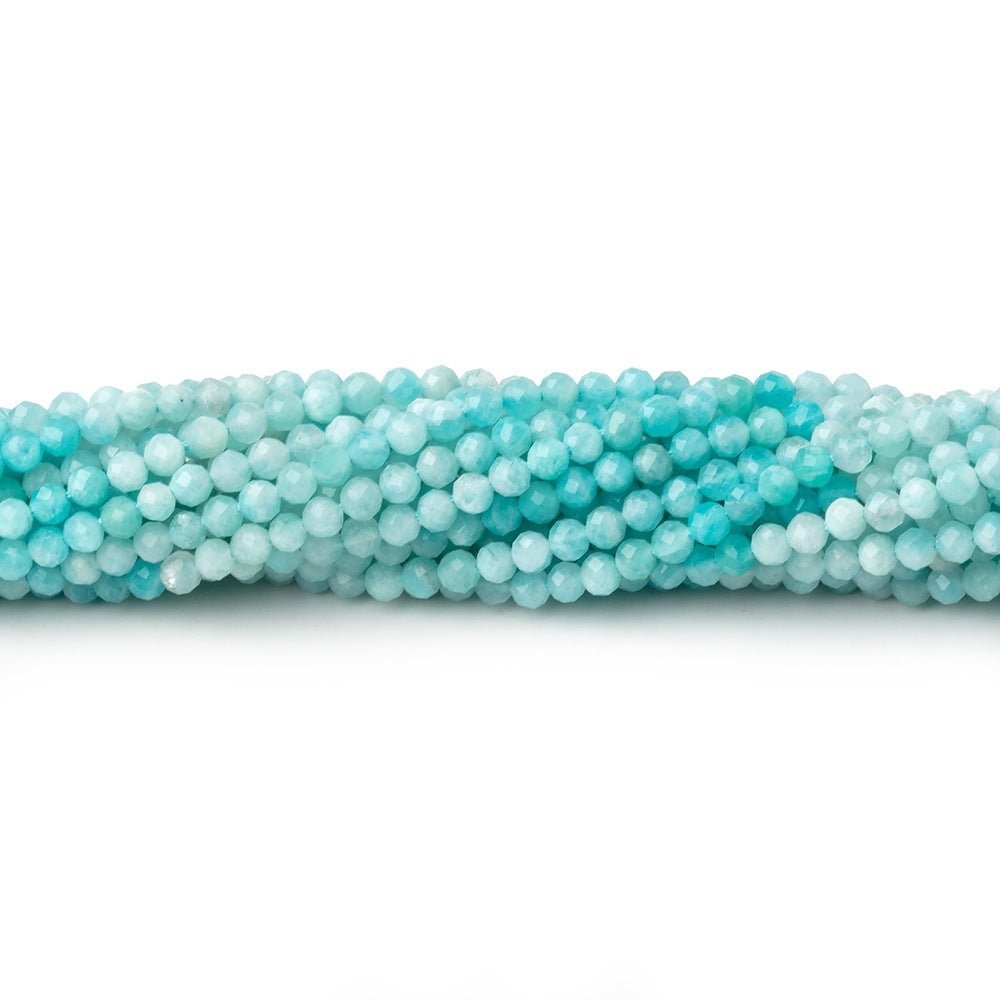2.5mm Shaded Amazonite Micro Faceted Round Beads 12.5 inch 130 pieces (ONLINE ORDER ONLY)