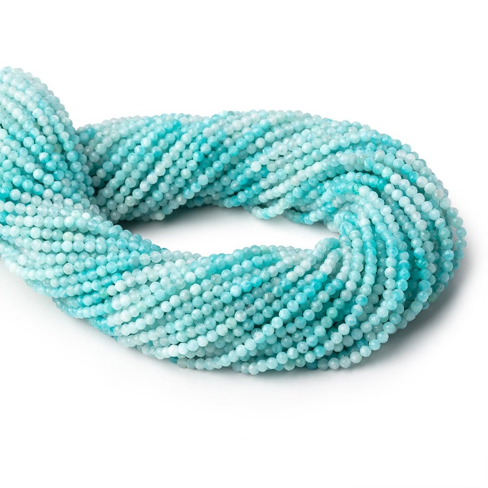 2.5mm Shaded Amazonite Micro Faceted Round Beads 12.5 inch 130 pieces (ONLINE ORDER ONLY)