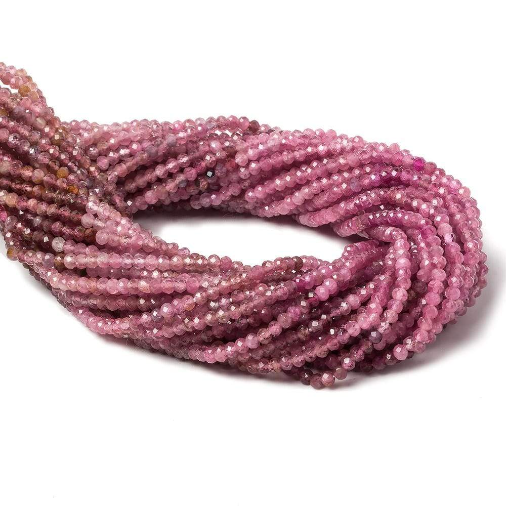 2.5mm Shaded Pink Tourmaline Micro faceted rondelle beads 13 inch 155 pcs (ONLINE ORDER ONLY)